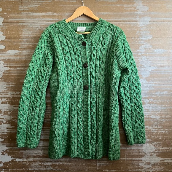 Shannon Woolen Mills Sweaters - Shannon Woolen Mills 100% Merino Wool Fisherman Cable Knit Cardigan Sweater